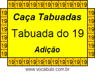 Caça Tabuada de Adição do 19