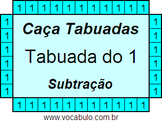 Caça Tabuada de Subtração do 1