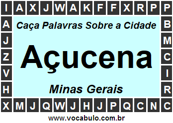 Caça Palavras Sobre a Cidade Mineira Açucena