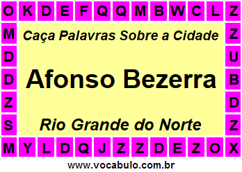 Caça Palavras Sobre a Cidade Afonso Bezerra do Estado Rio Grande do Norte