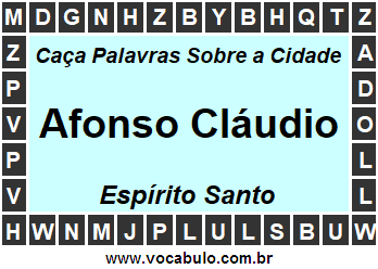 Caça Palavras Sobre a Cidade Capixaba Afonso Cláudio