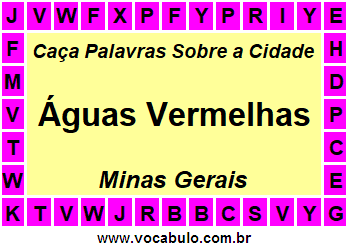 Caça Palavras Sobre a Cidade Mineira Águas Vermelhas