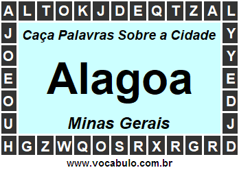 Caça Palavras Sobre a Cidade Mineira Alagoa