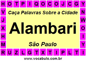 Caça Palavras Sobre a Cidade Paulista Alambari