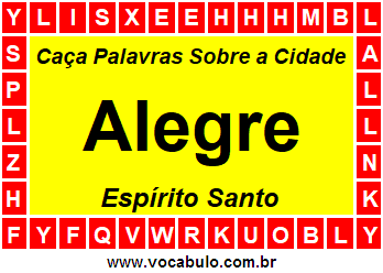 Caça Palavras Sobre a Cidade Alegre do Estado Espírito Santo