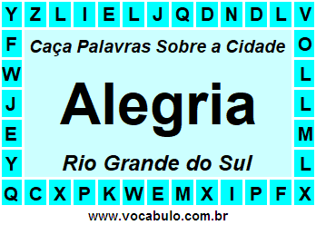 Caça Palavras Sobre a Cidade Alegria do Estado Rio Grande do Sul