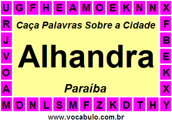 Caça Palavras Sobre a Cidade Alhandra do Estado Paraíba