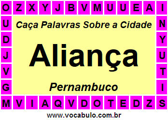 Caça Palavras Sobre a Cidade Pernambucana Aliança