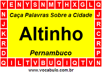 Caça Palavras Sobre a Cidade Pernambucana Altinho