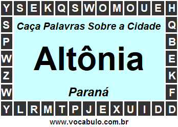 Caça Palavras Sobre a Cidade Altônia do Estado Paraná