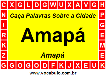 Caça Palavras Sobre a Cidade Amapá do Estado Amapá
