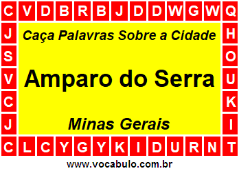 Caça Palavras Sobre a Cidade Amparo do Serra do Estado Minas Gerais
