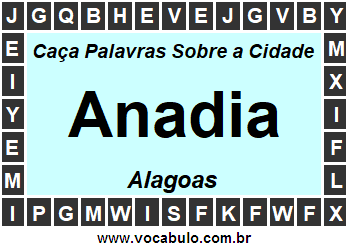 Caça Palavras Sobre a Cidade Alagoana Anadia