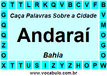 Caça Palavras Sobre a Cidade Baiana Andaraí