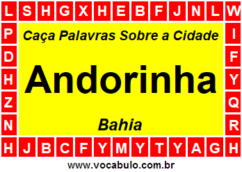 Caça Palavras Sobre a Cidade Andorinha do Estado Bahia