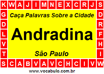 Caça Palavras Sobre a Cidade Andradina do Estado São Paulo