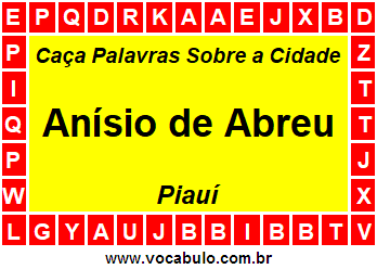 Caça Palavras Sobre a Cidade Anísio de Abreu do Estado Piauí