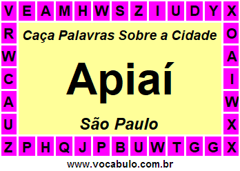Caça Palavras Sobre a Cidade Paulista Apiaí