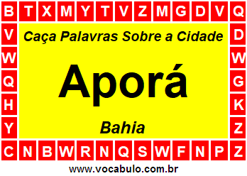 Caça Palavras Sobre a Cidade Aporá do Estado Bahia