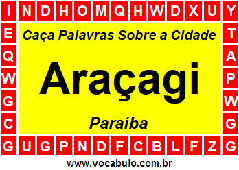Caça Palavras Sobre a Cidade Araçagi do Estado Paraíba