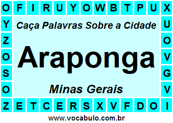 Caça Palavras Sobre a Cidade Mineira Araponga