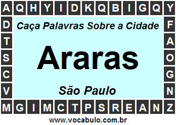 Caça Palavras Sobre a Cidade Paulista Araras