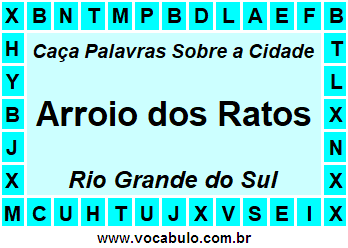 Caça Palavras Sobre a Cidade Arroio dos Ratos do Estado Rio Grande do Sul