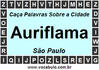 Caça Palavras Sobre a Cidade Paulista Auriflama