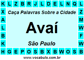 Caça Palavras Sobre a Cidade Paulista Avaí
