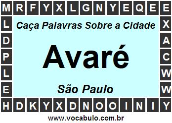 Caça Palavras Sobre a Cidade Paulista Avaré