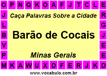 Caça Palavras Sobre a Cidade Mineira Barão de Cocais