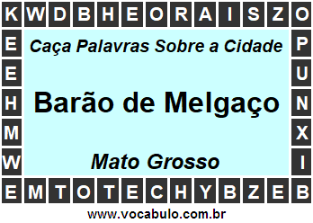 Caça Palavras Sobre a Cidade Mato-Grossense Barão de Melgaço