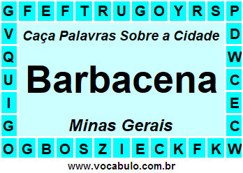 Caça Palavras Sobre a Cidade Mineira Barbacena