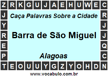 Caça Palavras Sobre a Cidade Alagoana Barra de São Miguel