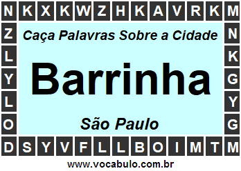 Caça Palavras Sobre a Cidade Paulista Barrinha