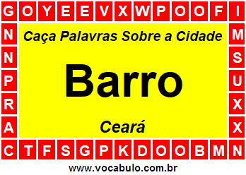 Caça Palavras Sobre a Cidade Barro do Estado Ceará