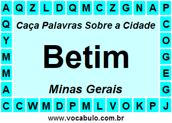 Caça Palavras Sobre a Cidade Mineira Betim