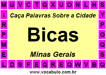 Caça Palavras Sobre a Cidade Bicas do Estado Minas Gerais