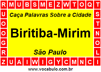 Caça Palavras Sobre a Cidade Biritiba-Mirim do Estado São Paulo