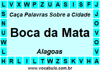 Caça Palavras Sobre a Cidade Alagoana Boca da Mata