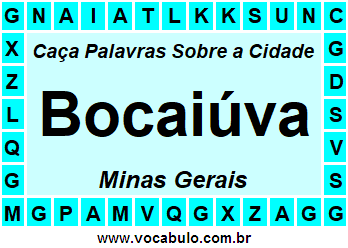 Caça Palavras Sobre a Cidade Mineira Bocaiúva
