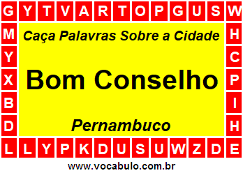 Caça Palavras Sobre a Cidade Pernambucana Bom Conselho