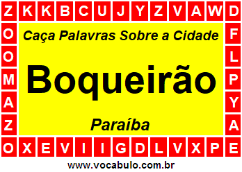 Caça Palavras Sobre a Cidade Boqueirão do Estado Paraíba