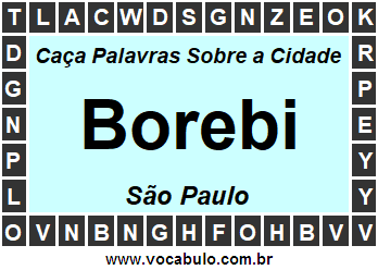 Caça Palavras Sobre a Cidade Paulista Borebi