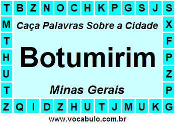 Caça Palavras Sobre a Cidade Mineira Botumirim