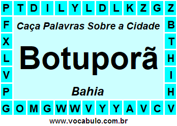 Caça Palavras Sobre a Cidade Baiana Botuporã