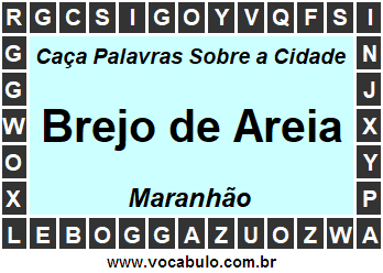 Caça Palavras Sobre a Cidade Brejo de Areia do Estado Maranhão