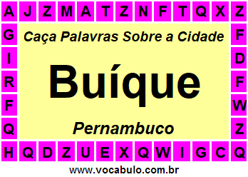 Caça Palavras Sobre a Cidade Buíque do Estado Pernambuco