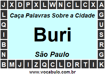 Caça Palavras Sobre a Cidade Buri do Estado São Paulo