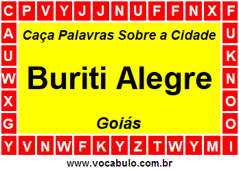 Caça Palavras Sobre a Cidade Buriti Alegre do Estado Goiás